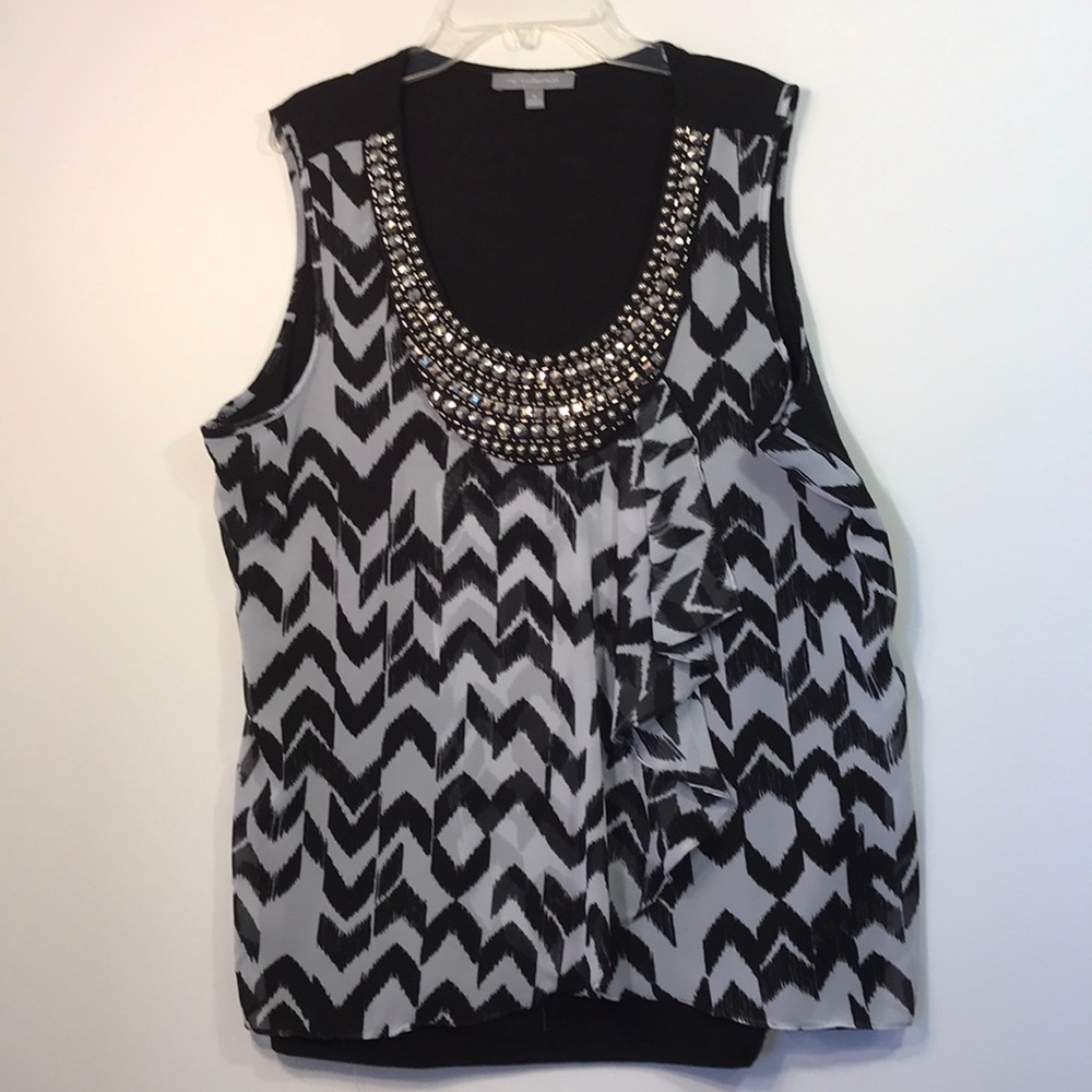NY Collection XL Blouse sleeveless silver studs